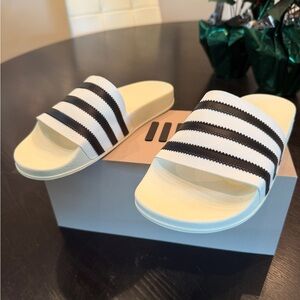 adidas Black and White Slide Sandals